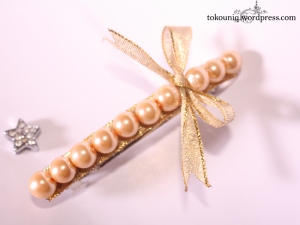 Jepit rambut gold pearl single